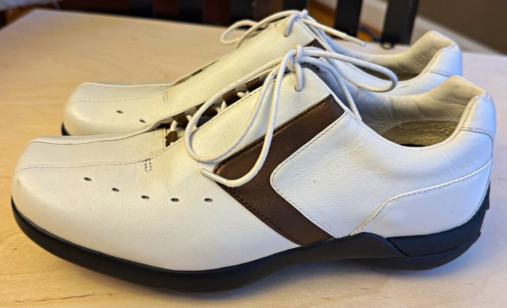 Callaway ERC Collection Women's Spiked Leather Golf Shoes White/Brown US 7.5 XWT